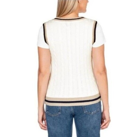 NWT In Conversation Womens V Neck Sweater Vest Ivory Size Medium - Picture 3 of 3